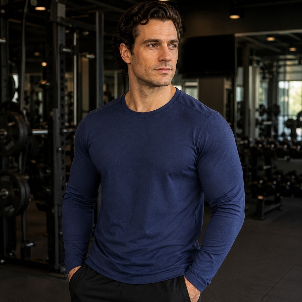 Tommy Bahama Men's Long Sleeve T-Shirt Size L Navy Dry Fit Workout‎